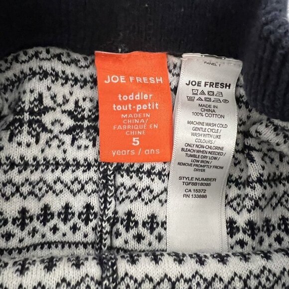 JOE FRESH Toddler Kid GIRL Fair Fair Isle Knit Leggings Pants Cotton Sz 5 - Picture 2 of 6